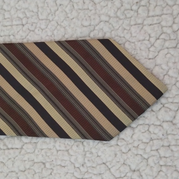 Giorgio Armani Handmade Brown/Gold Stripe Tie (Made in Italy) - Picture 2 of 10